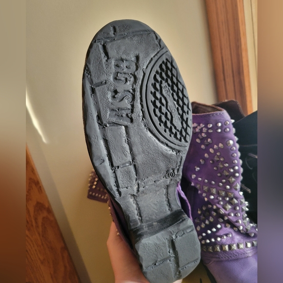 RARE A.S.98 Sabey Studded Leather Boots, Purple, Womens EU 40, US 9.5-10, EUC - Picture 2 of 4